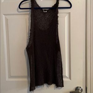 See through gray cami with raw edge